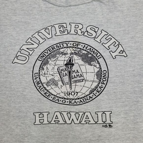 Vintage University-of Hawaii Shirt L/XL 22x24 Gray Cropped - Picture 11 of 13
